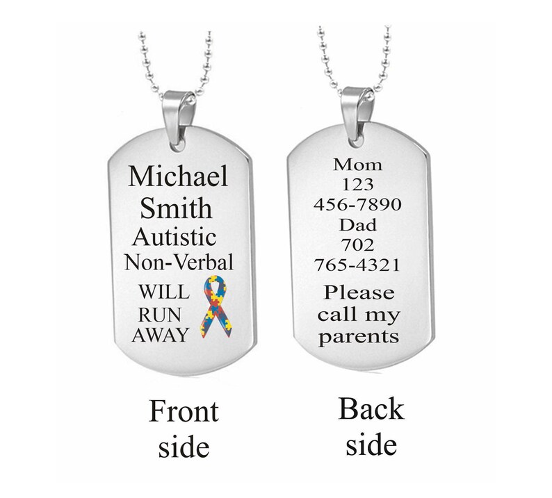 Personalized Autism Awareness Dog Tag Necklace, Medical ID, Free ...