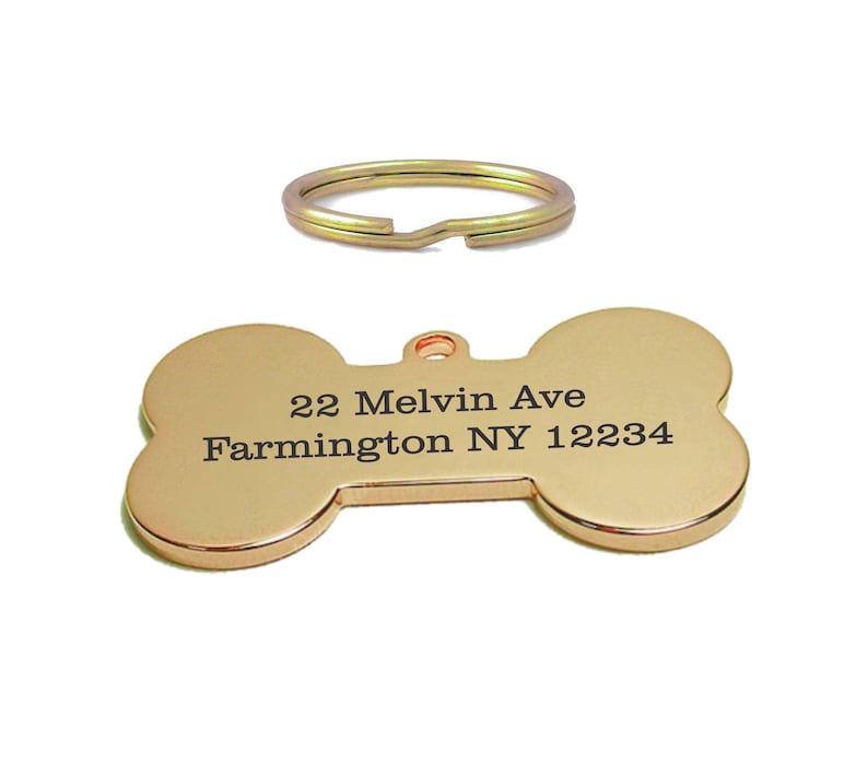 Personalized Gold Dog Bone Pet Tag Engraved Dog Tags Custom Etsy