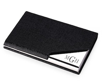 Personalized Leatherette Business Card Holder, Customized Credit Card Case, Engraved Corporate Office Gift, Pocket Card Holder, Lawyer Gift