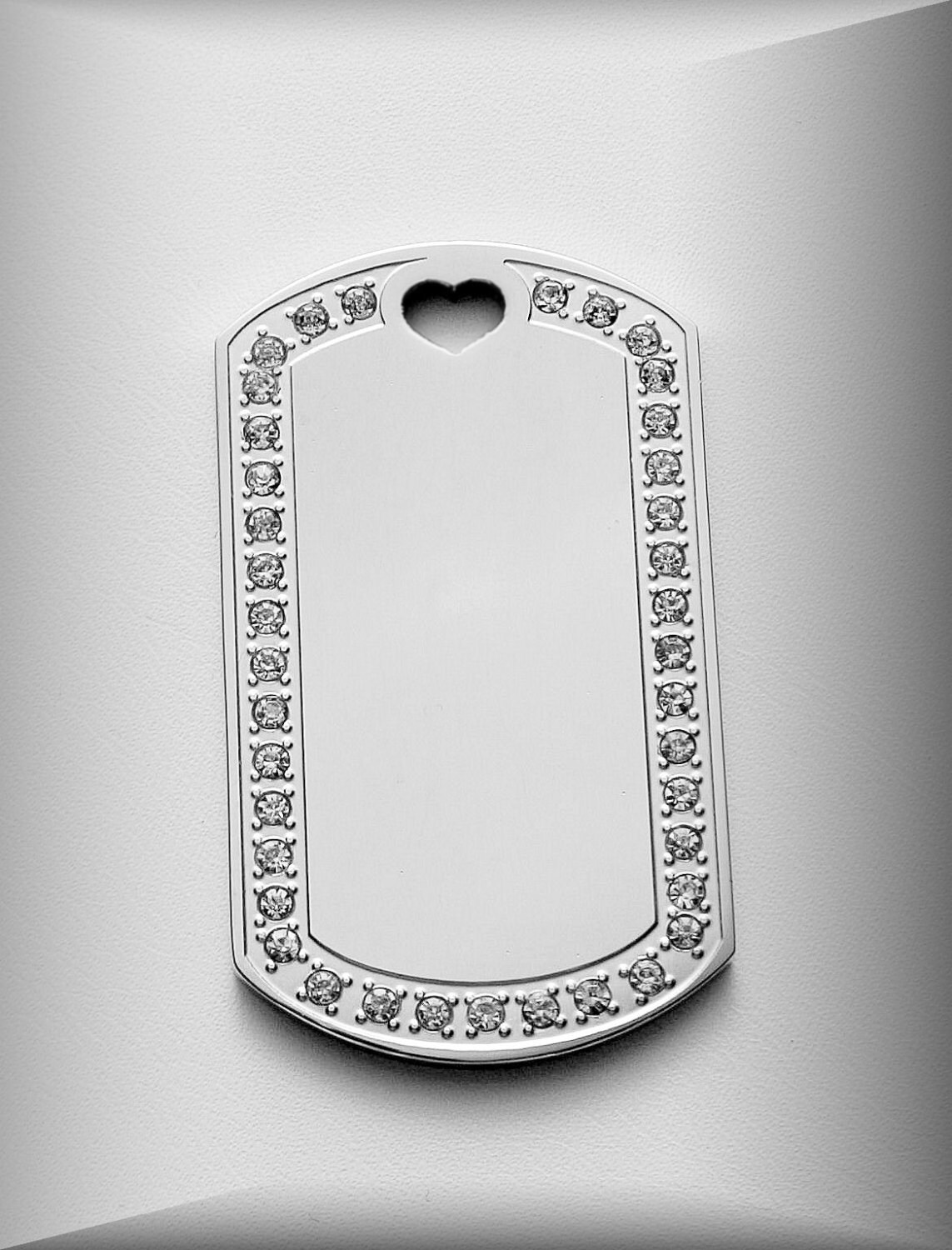 Silver Rhinestone Dog Tag Necklace Engraved Necklace Custom Etsy