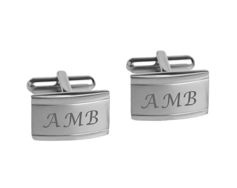 Personalized Cufflinks Engraved Cufflinks Silver Cufflinks Monogrammed Gift For Him Groomsman Gift Best Man Wedding Gifts Buy 6 Get 7th Free image 4