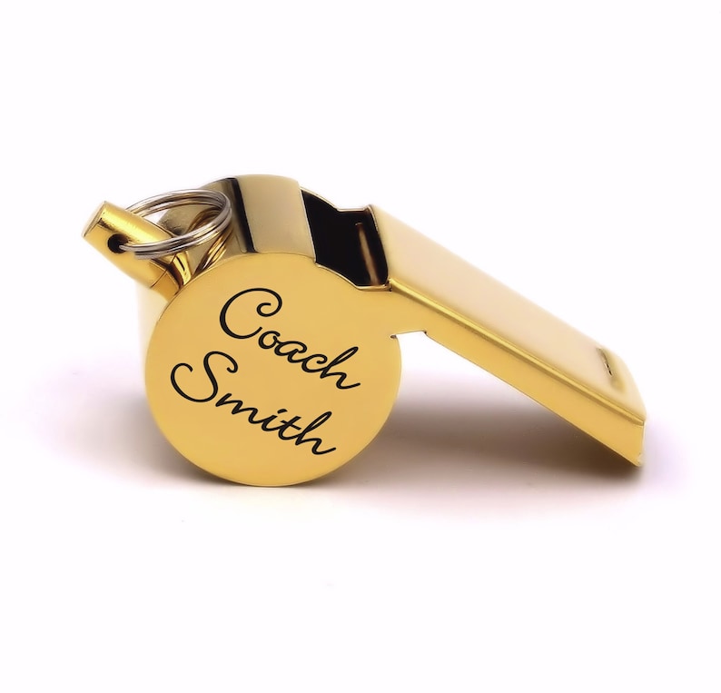 Personalized Gold Coach Whistle With Lanyard Custom Engraved Etsy