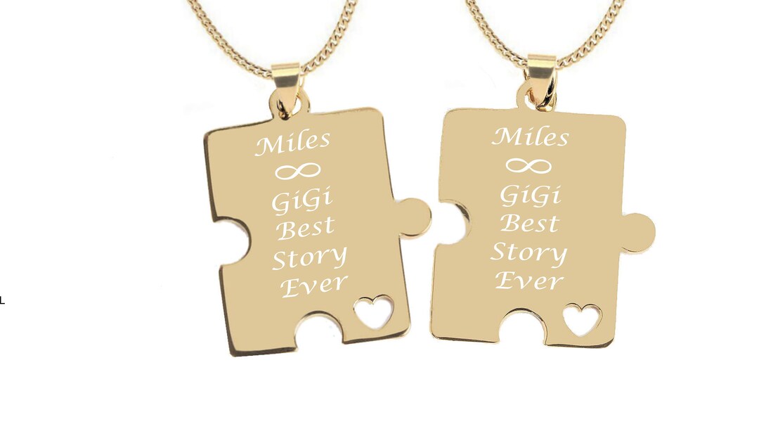 Personalized Puzzle Piece Necklace Set Gold Puzzle Piece Etsy