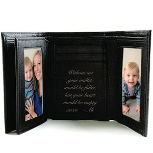 Billetera de cuero genuino suave personalizada de tres pliegues y delgada para hombre, billetera grabada, billetera con monograma, grabado personalizado gratis