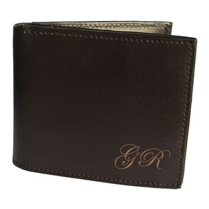 Billetera de cuero marrón espresso personalizada para hombre, billetera grabada, billetera con monograma, billetera personalizada, billetera para hombre grabada