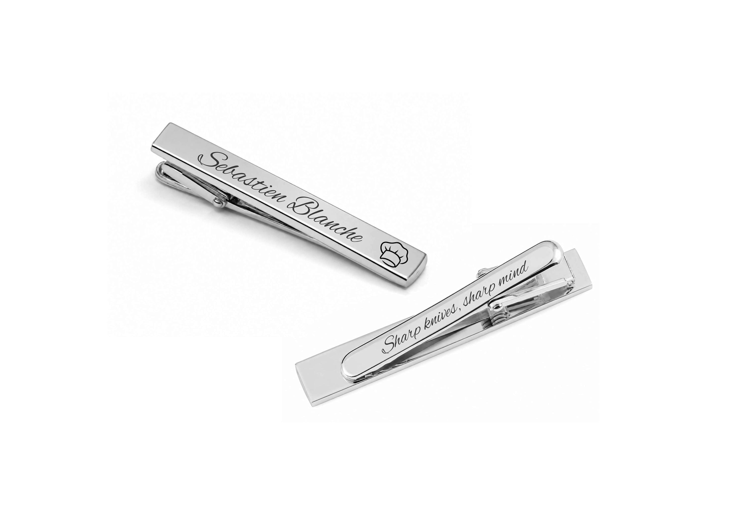 Engraved Stainless Steel Chef Tie Clip - Personalized Culinary Gift for Chef Baker