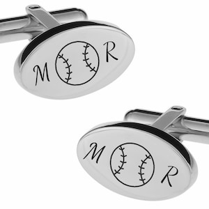 Engraved Baseball Cufflinks – Stainless Steel, Coach Gift Buy 6 Get 7th Free