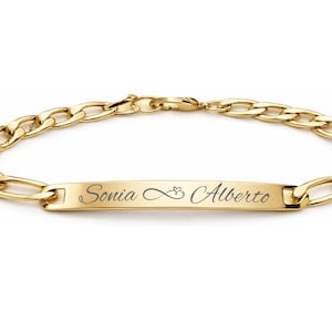 Pulsera de oro personalizada Pulsera delicada para mujer Pulsera fina de acero inoxidable con identificación de oro Pulsera de identificación personalizada con firma escrita a mano para mujer,