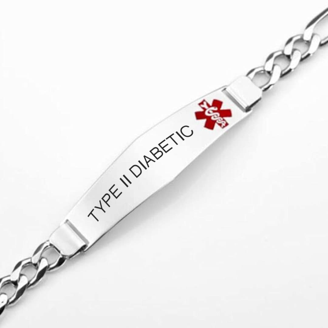 Engraved Medical Alert Bracelet, Silver Medical Alert ID Bracelet
