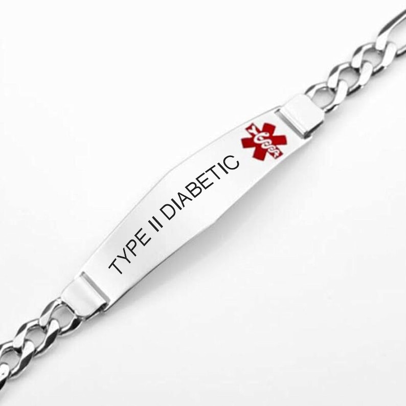 Engraved Medical Alert Bracelet Silver Medical Alert ID Etsy