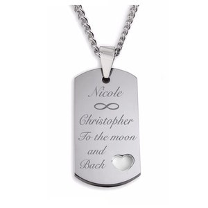 Personalized Necklace, Silver Dog Tag Necklace, Engraved Dog Tag Necklace, Women&#39;s Dog Tag Necklace, Custom Dog Tags, Valentine&#39;s Day Gift
