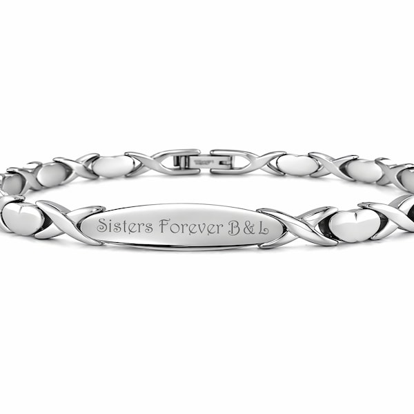Engraved Dainty Minimalist Heart Bracelet, Silver Small Wrist' XOXO Bracelet,  Bracelet, Girls Dainty Personalized Heart Bracelet