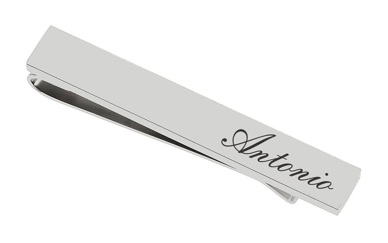 Personalized Tie Bar Engraved Tie Clip Silver Tie Clip Custom Tie Bar Gift For Groom Groomsman Best Man Wedding Favors Buy 6 Get 7th Free image 3