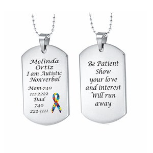 Personalized Autism Spectrum Disorder ASD Necklace With Dog Tag Pendant ...