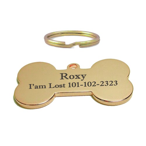 Personalized Gold Dog Bone Pet Tag Engraved Dog Tags Custom Etsy