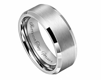 Personalized Two-Tone Tungsten Ring – Custom Engraved Wedding Band, Comfort Fit, Scratch Resistant