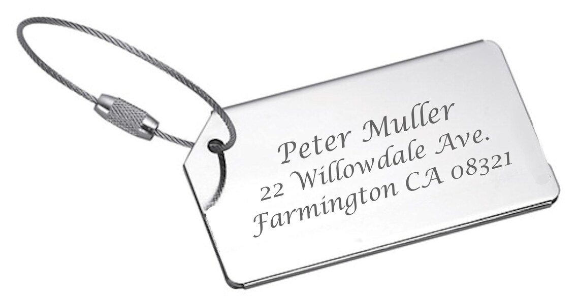 Custom Engraved Luggage Tag Silver Luggage Tag Engraved Etsy