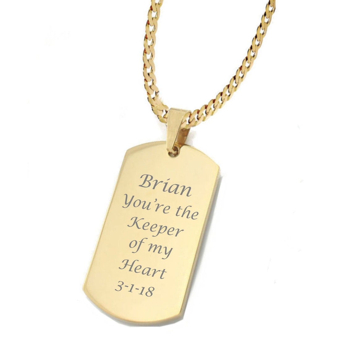 Custom Dog Tag Gold Stainless Steel Dog Tag Necklace Gold Etsy