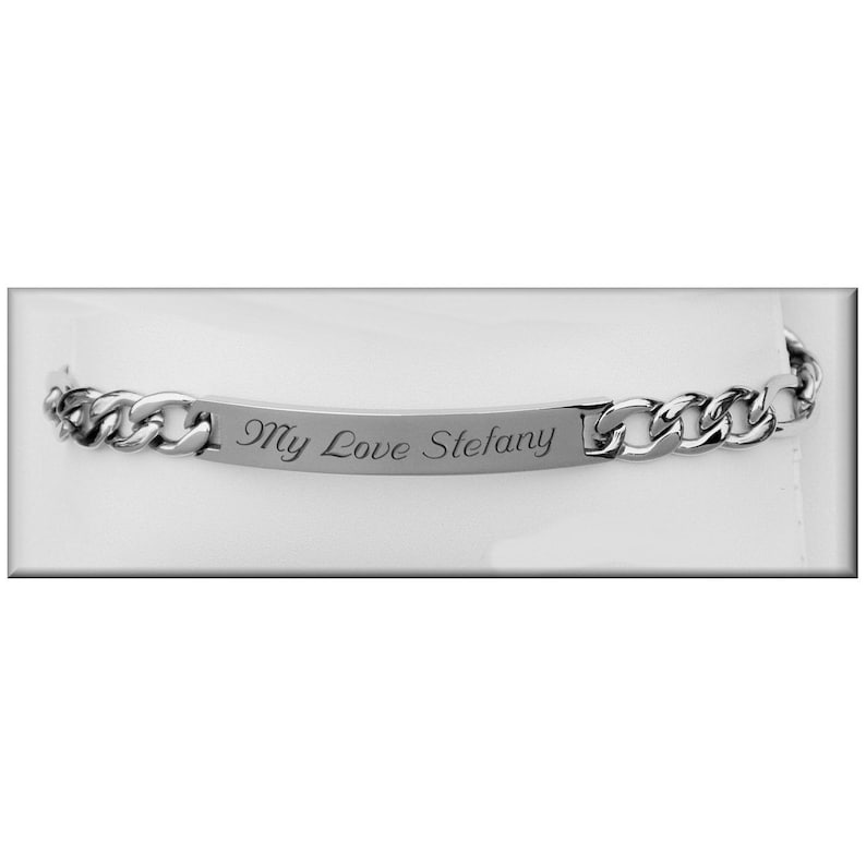 Engraved Bracelet Silver Ladies ID Bracelet Personalized Etsy