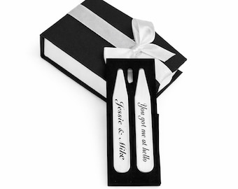 Personalized Engraved Collar Stays, Stainless Steel Groomsmen Gift Set