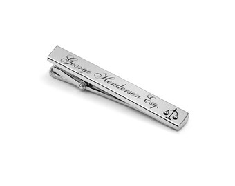 Engraved Scales of Justice Tie Clip – Personalized Lawyer Gift, Stainless Steel