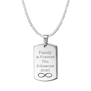 Personalized Small Dog Tag Necklace, Engraved Stainless Steel, Ring Bearer Gift