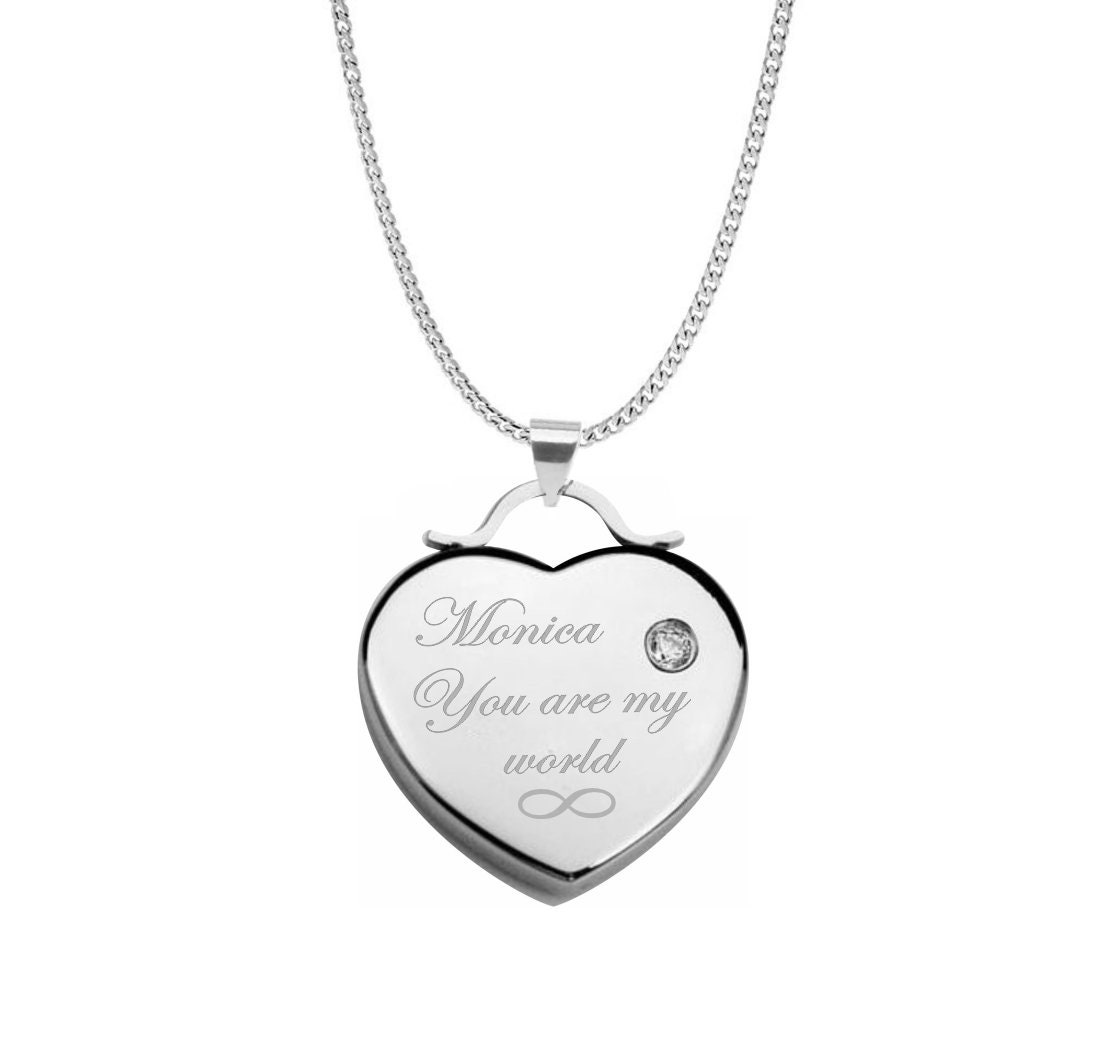 Dogs Leave Paw Prints Engraved Heart Pendant - Silver