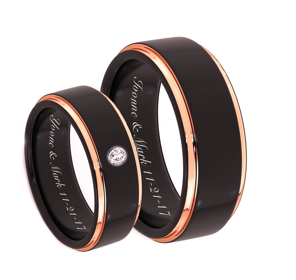 Engraved Tungsten Promise Rings Personalized Ring Engraved Etsy