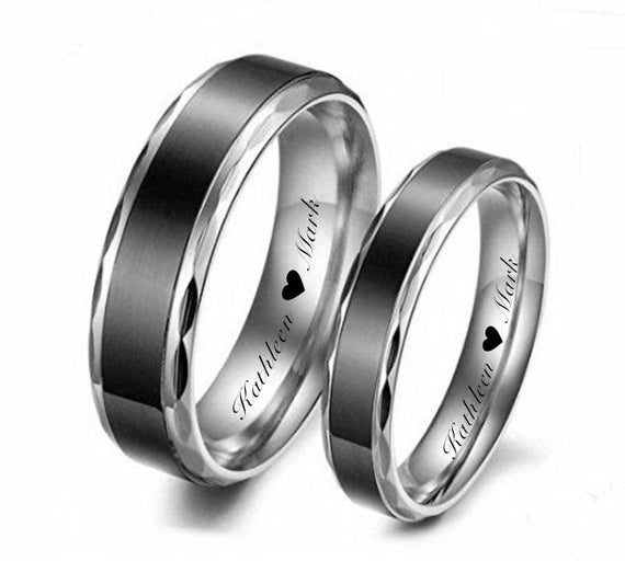 Wedding Ring Set Stainless Steel Rings For Couples Engraved Ring