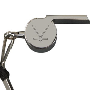 Personalized Hockey Coach Whistle With Lanyard, Custom Engraved Coach&#39;s Whistle, Engraved Silver Whistle, Gift For Coach, Referee Whistle