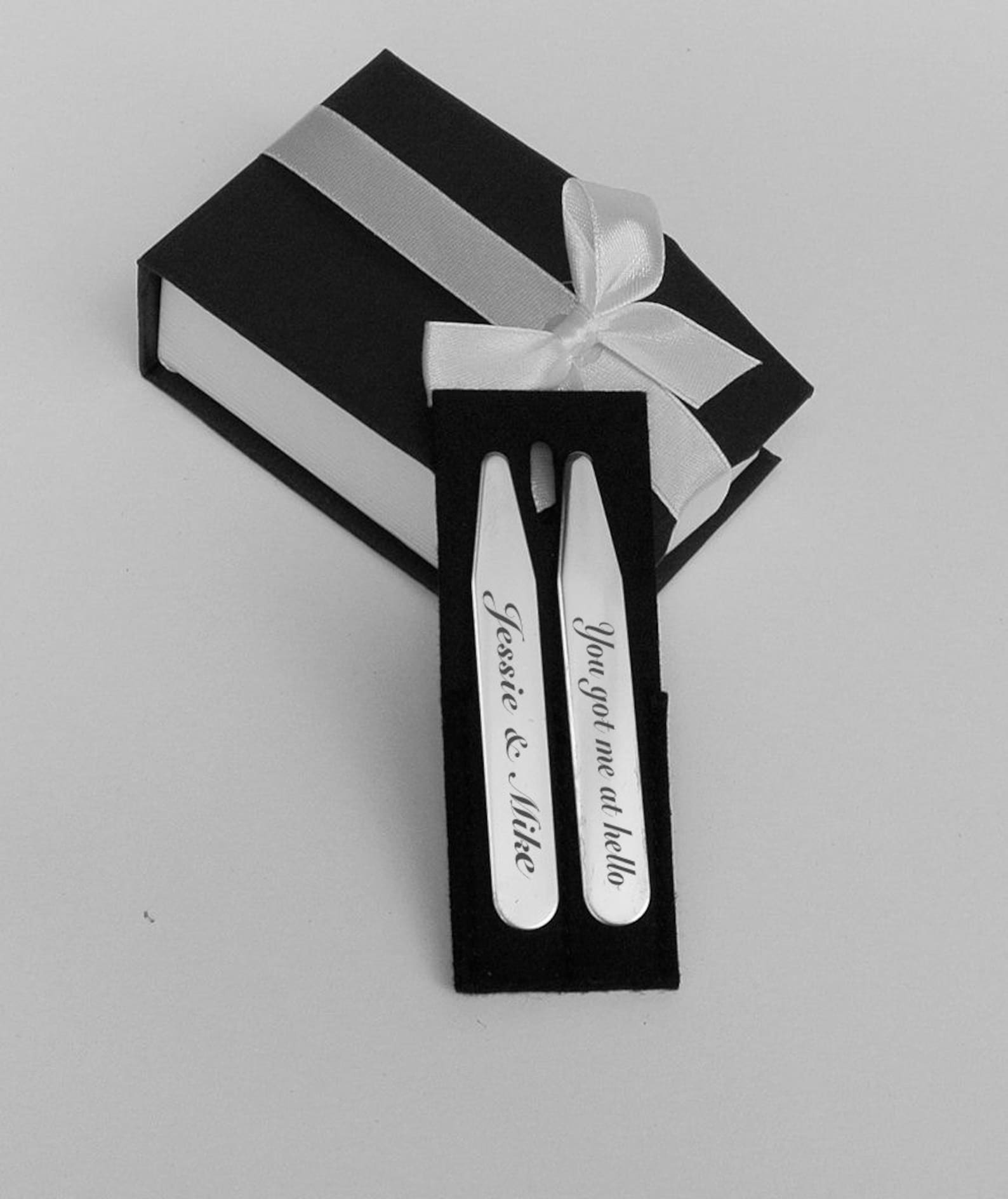 Collar Stays Personalized Silver Stainless Steel Collar Stays Etsy