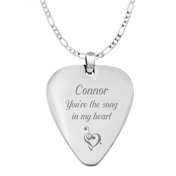 Médiator de guitare gravé, collier de médiator de guitare, collier de  médiator de guitare personnalisé en acier inoxydable gravé gratuitement,  cadeaux pour musiciens -  France