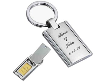Personalized Silver Flip Picture Frame Keychain, Engraved Locket Keychain, Photo Keychain, Custom Engraved Keychain, Silver Locket Keychain