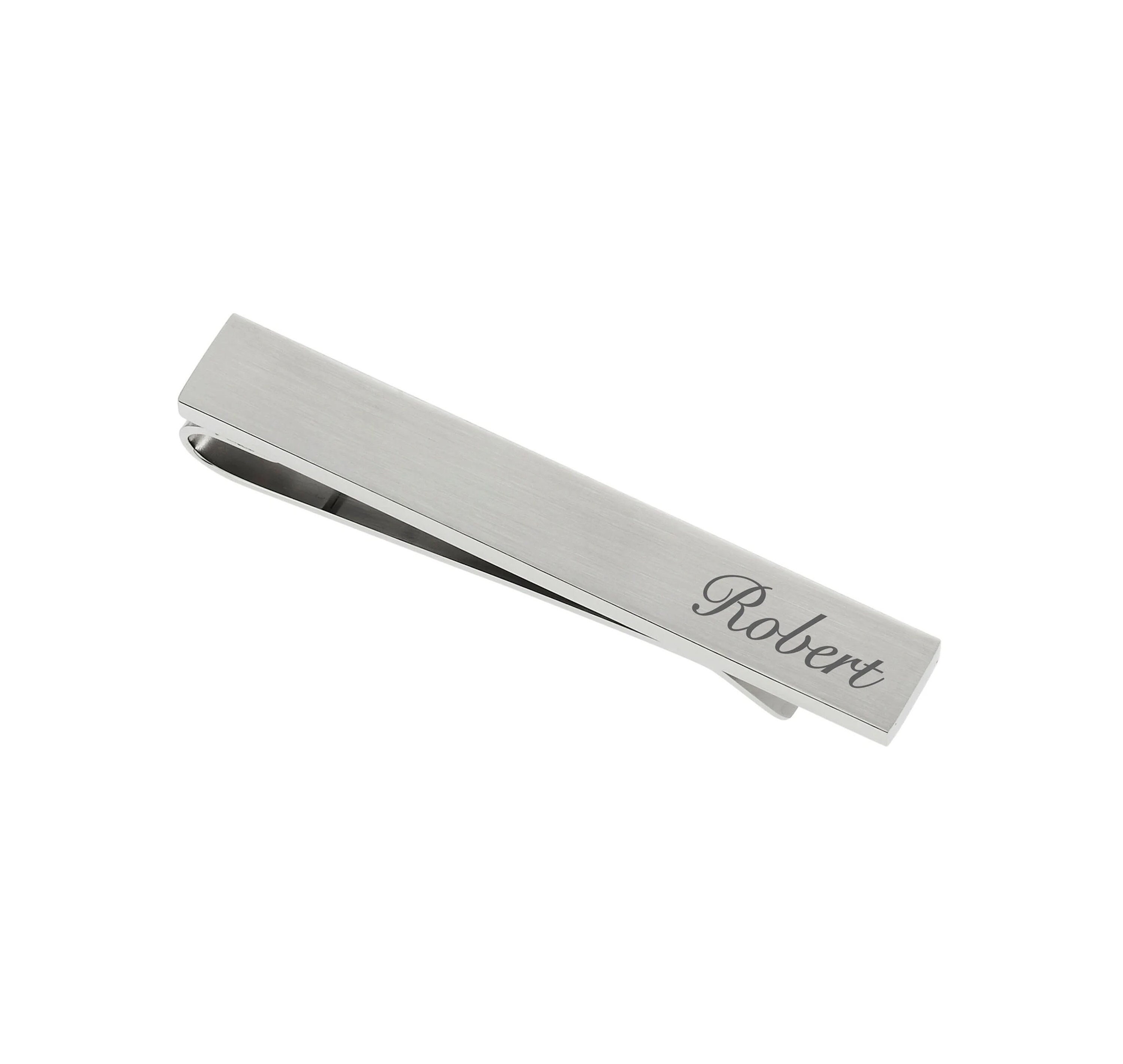 7mm Stainless Steel Brushed Finish Engravable Tie Bar Clip 7mm Stainless Steel Brushed Finish Engravable Tie Bar Clip