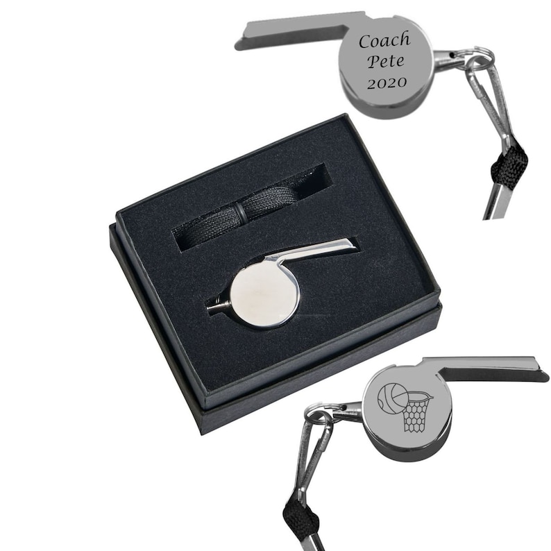 Personalized Silver Coach Whistle With Lanyard Custom Etsy