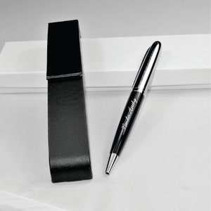 Personalized Silver & Black Enamel Ballpoint Pen Engraved Free, Custom Engraved Pen, Groomsmen Gift, Graduation Gift, Teachers Gift