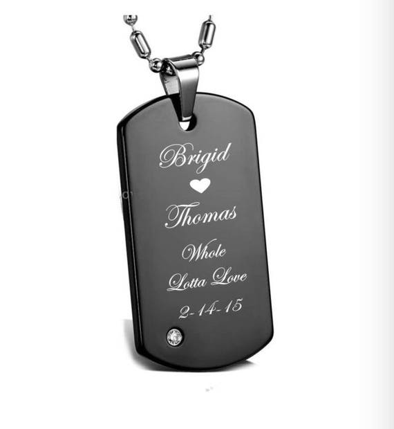 Small Black Dog Tag Personalized Black Dog Tag Necklace With Etsy