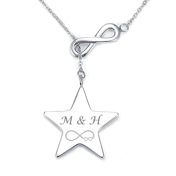 Buy Silver Infinity Star Necklace Engraved Free Star Pendant