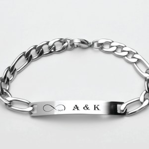 Personalized Bracelet, Stainless Steel ID Bracelet, Silver Bracelet, Engraved Bracelet, Silver ID Bracelet, 8&quot; Man&#39;s  Engraved Bracelet