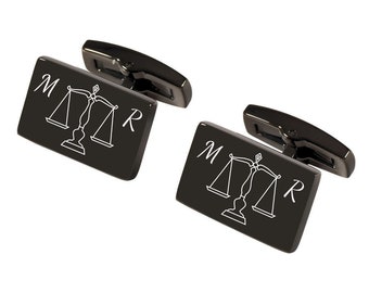 Engraved Gunmetal Lawyer Cufflinks - Gunmetal Cuff Links - Personalized Cufflinks - Gift For Lawyers Attorneys - Buy 6 Get 7th Free