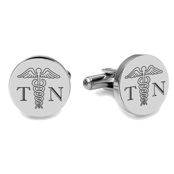 Silver Cufflinks For Doctors - Med School Graduation Gift - Gift For Doctor - Medical Jewelry - Caduceus Cufflink - EMT - Buy 6 Get 7th Free