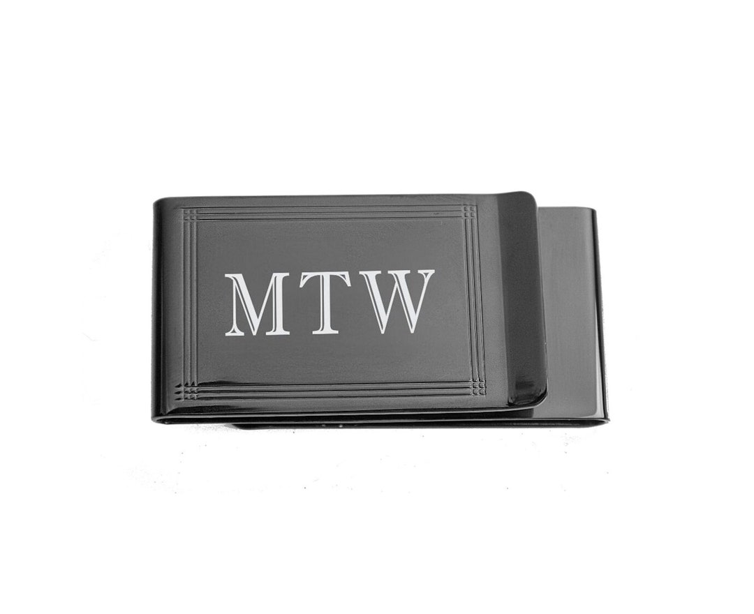 Personalized Money Clip, Engraved Money Clip, Double Sided Gunmetal