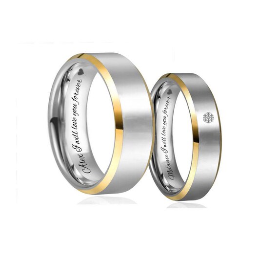 Personalized Couples Bands Couples Ring Silver, Hand Stamped Double