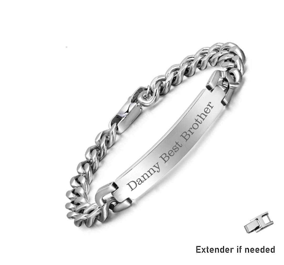 Personalized Stainless Steel Bracelet For Men - Custom Photo & Name Engraved, Adjustable Link Bracelet Gift - View #5