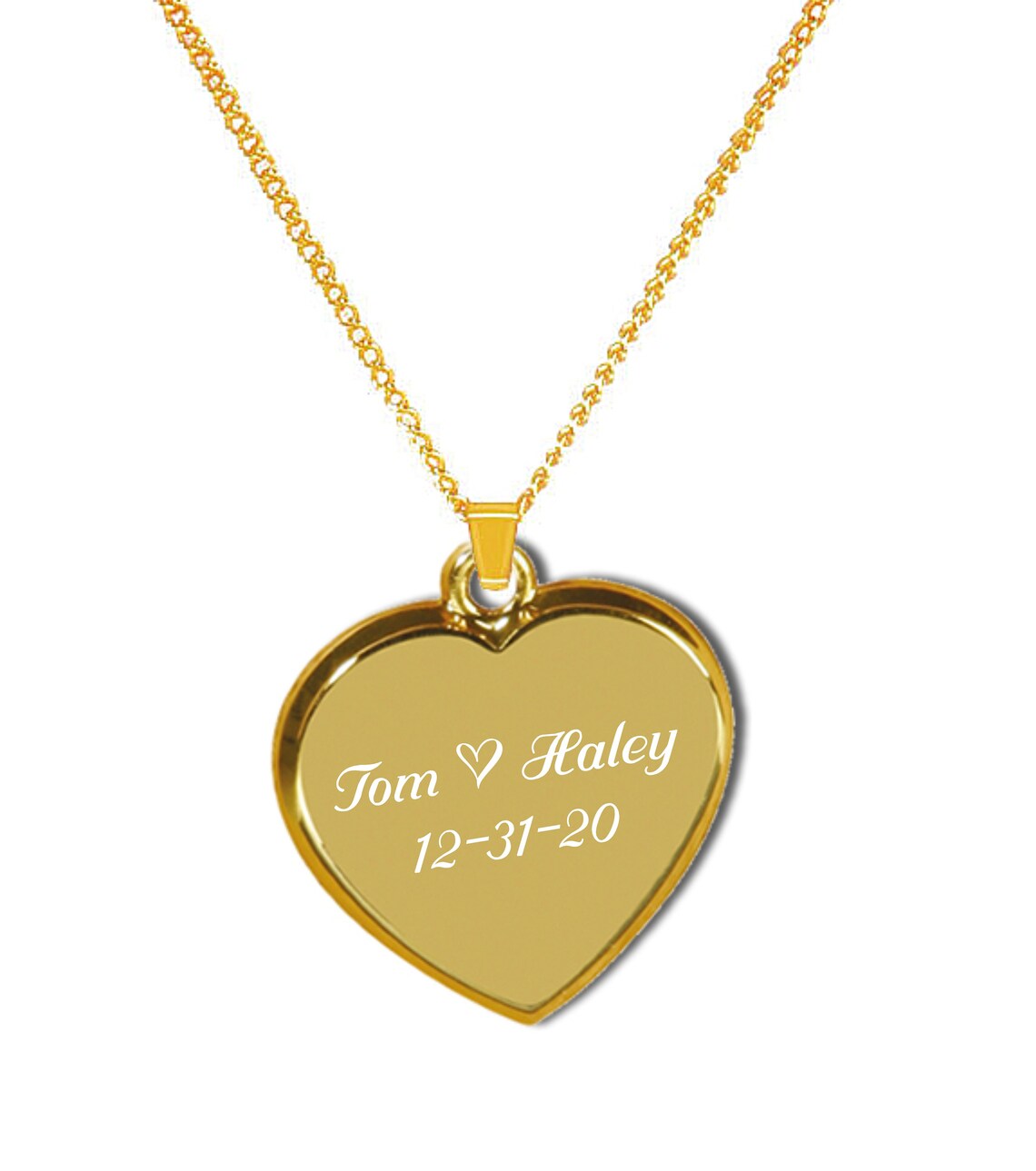 Personalized Heart Pendant Gold Heart Necklace Custom  Etsy
