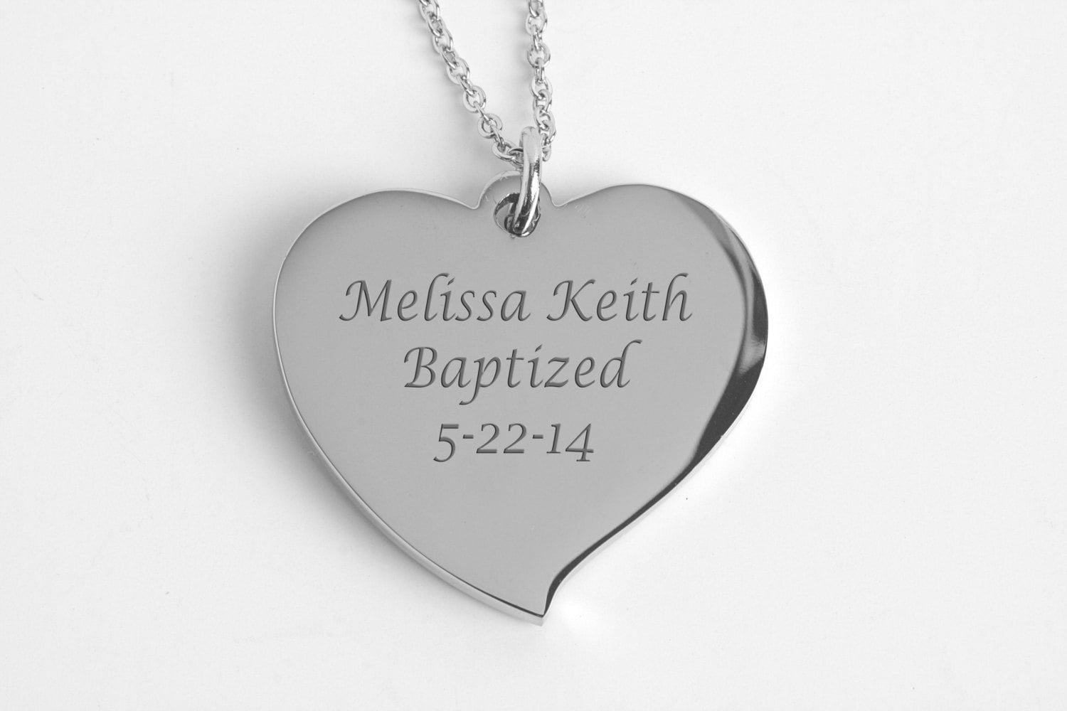 Sterling Silver Engraved Solid Heart Necklace - The Perfect Keepsake Gift