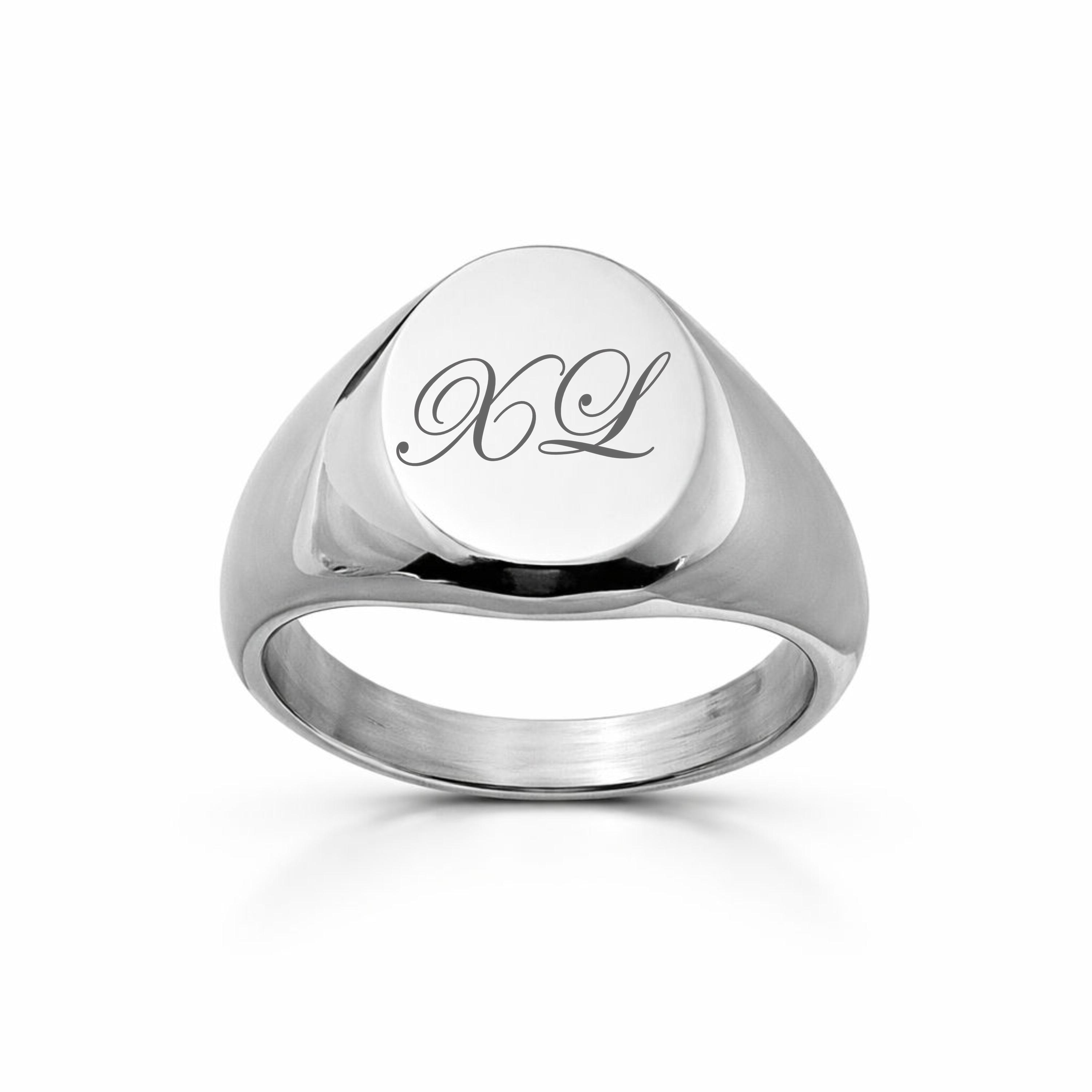 Personalized Stainless Steel Signet Ring Couple's Ring Set Custom