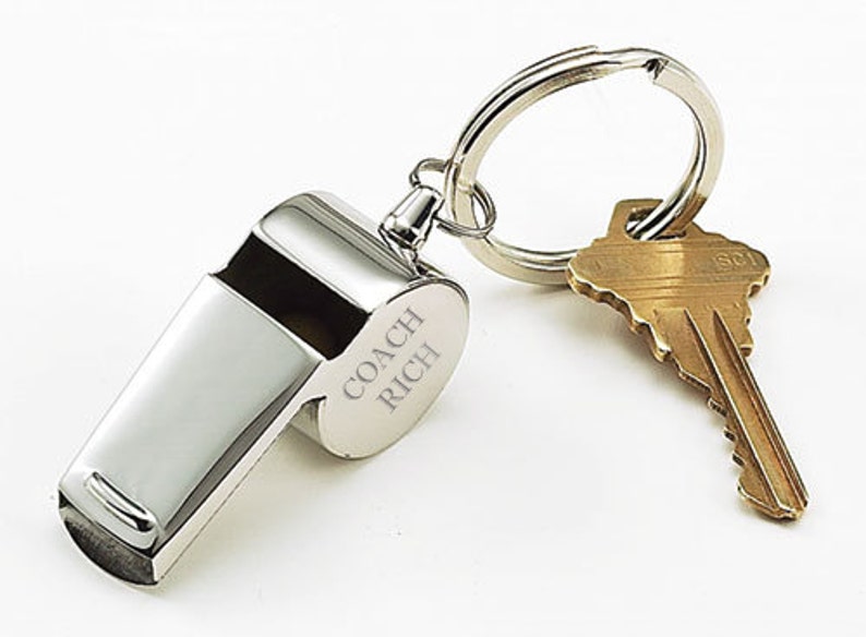 Personalized Coach Whistle Keychain Custom Engraved Whistle Etsy