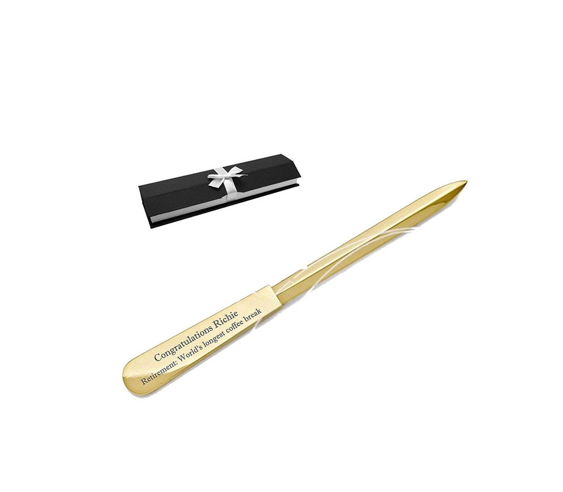 Personalized Elegant Gold Letter Opener Engraved Letter Etsy