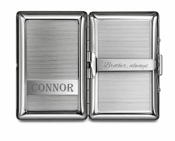Personalized Silver Single-sided Cigarette Case, Engraved Stainless Steel  Gift for Smoker